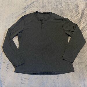lululemon l/s henley shirt mens‎ size large gray pre-owned condition